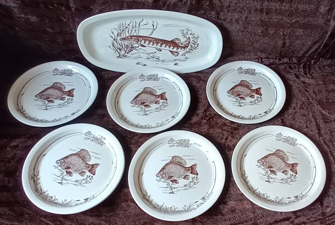 Gien fish service set - vintage 1980