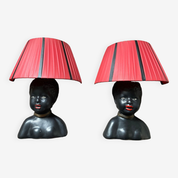 Pair of wall lamps "Blackamoor" registered model of the 50s