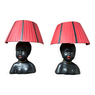 Pair of wall lamps "Blackamoor" registered model of the 50s