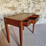 Vintage oak desk – 1970s – Green leather top and 3 drawers
