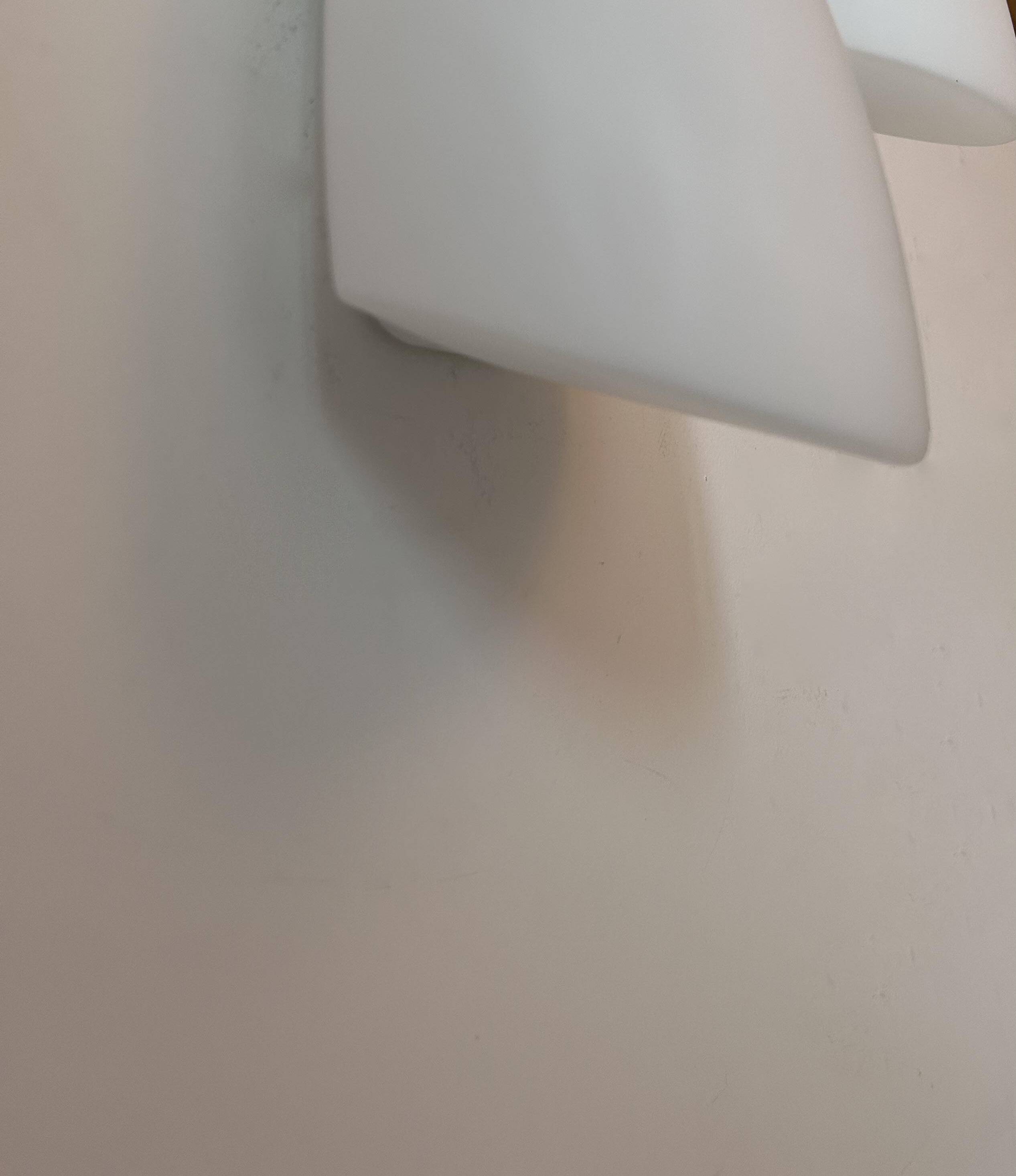 Pair of vintage white opaline wall lights, France 1970s