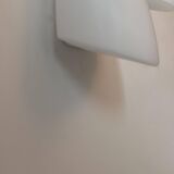 Pair of vintage white opaline wall lights, France 1970s