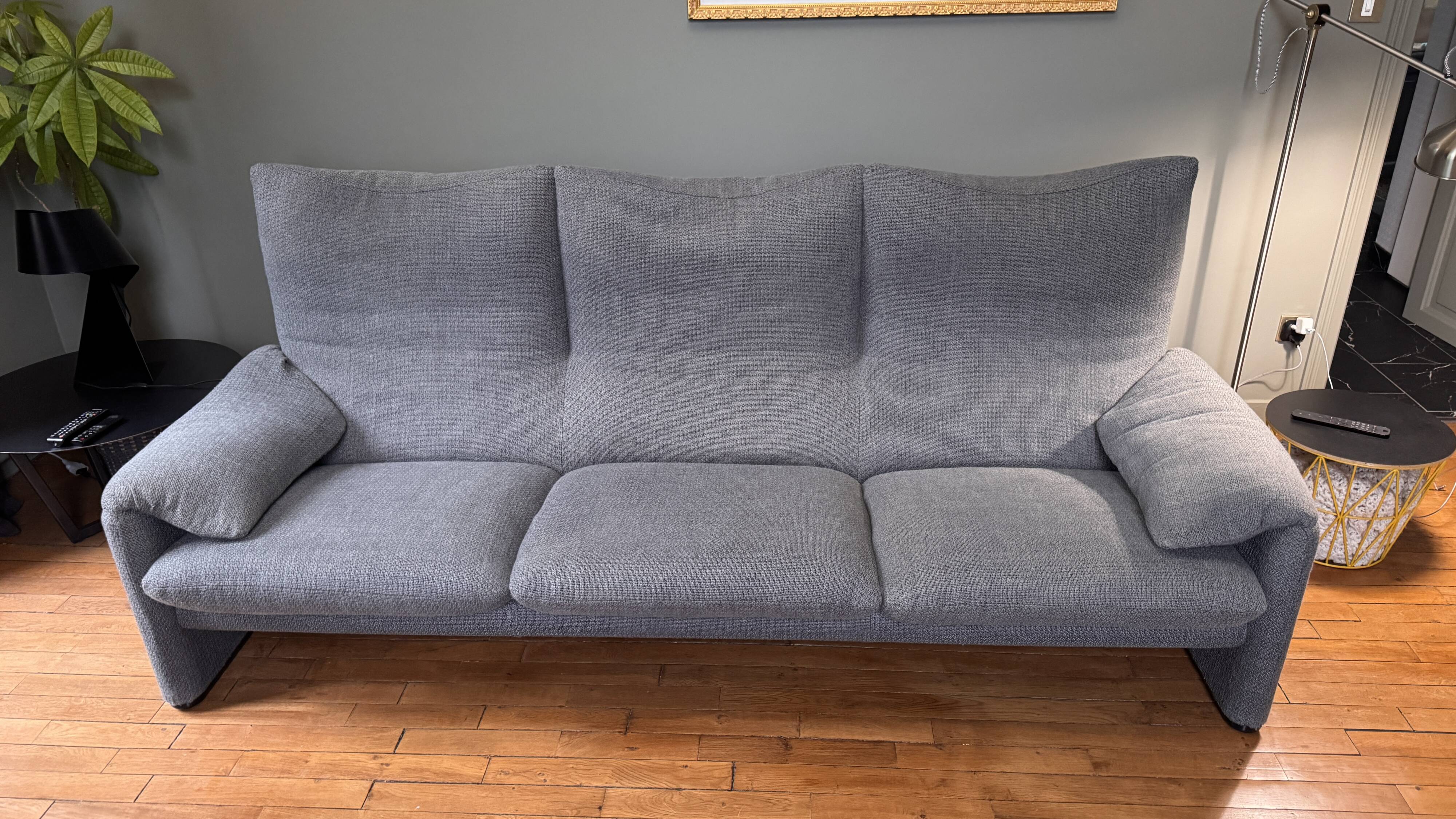 Maralunga 3-seater sofa Cassina (Vico Magistretti) grey wool fabric