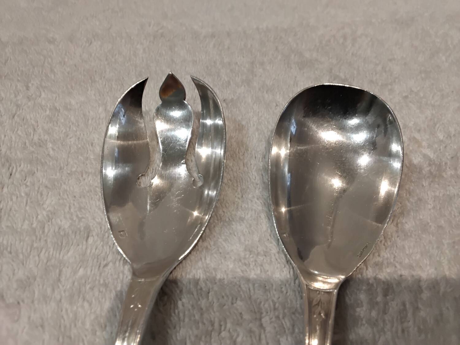 2-piece silver-plated salad serving set, Ercuis Lauriers goldsmith
