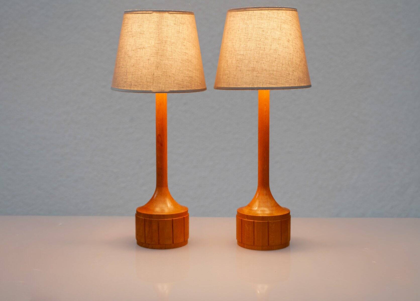 Lampes de table en chêne scandinave d'Elpe, ensemble de 2