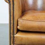 Sheepskin Leather Club Chair in a Light Cognac Color