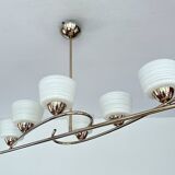 Large Vintage Glass Brass Pendant Light