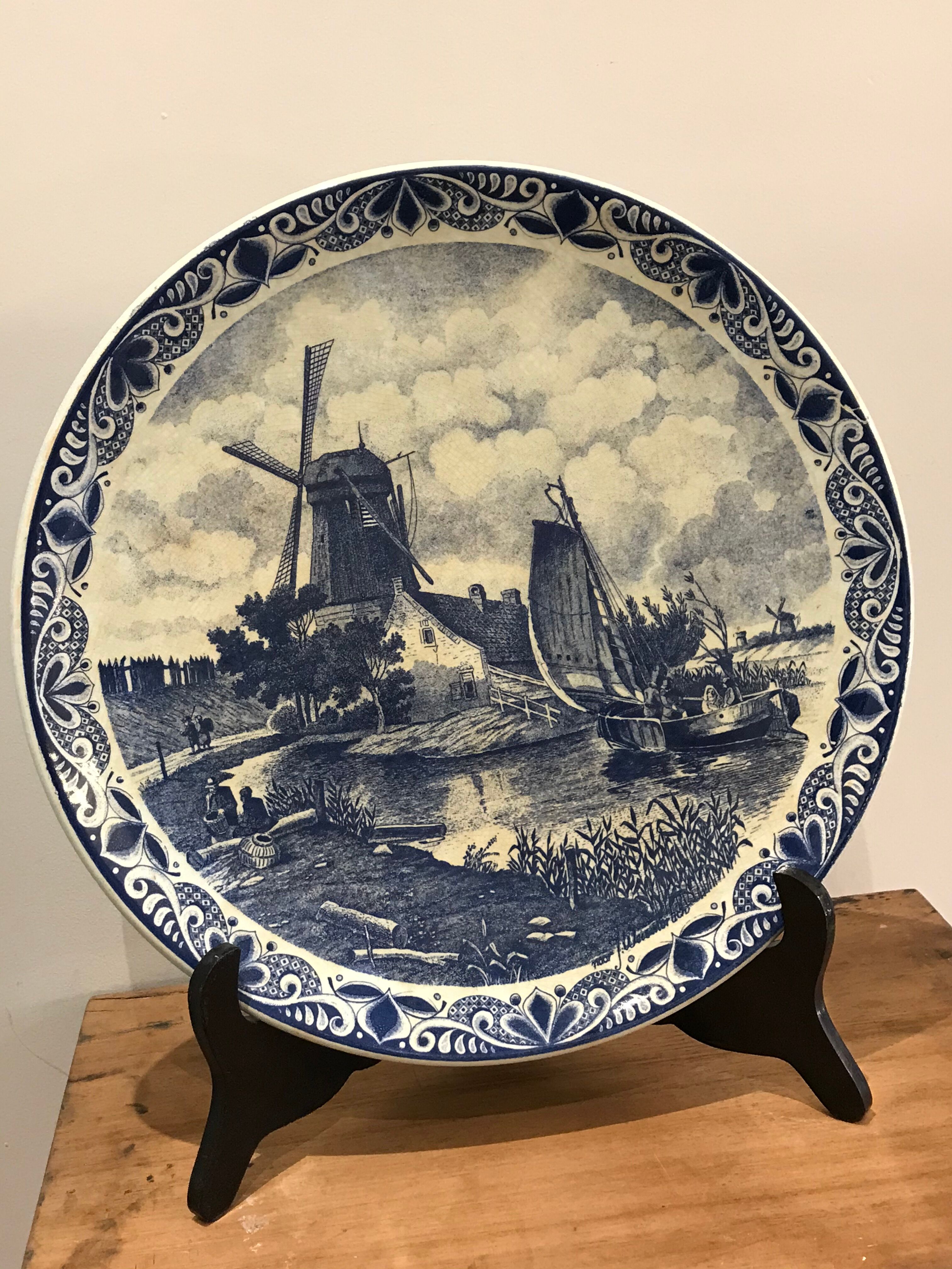 Blue dish in earthenware Delft Holland