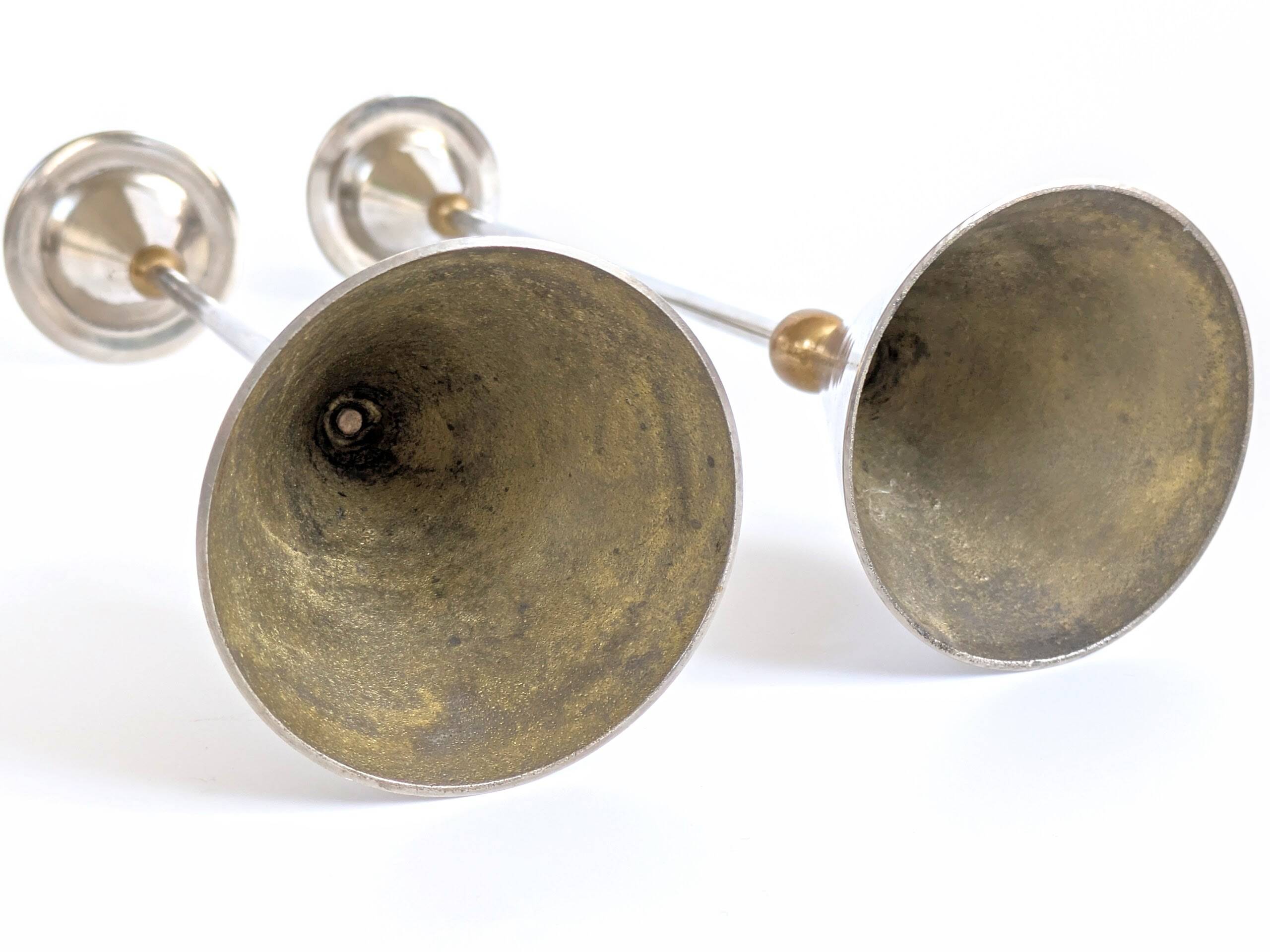 Pair of candlesticks | Steel and brass | Postmodern 1980s