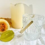 Vintage gold cast glass ice bucket.
