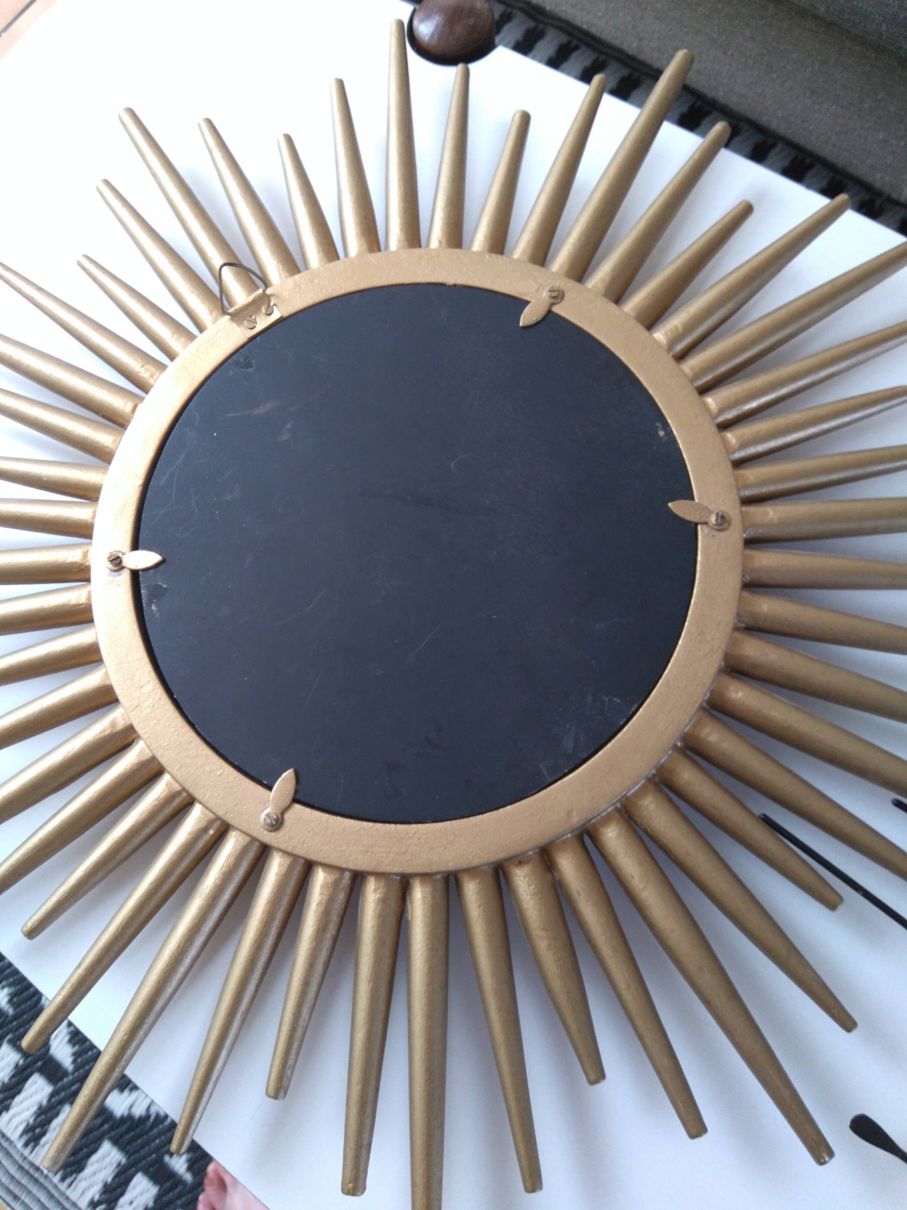 GOLDEN WOODEN SUN MIRROR