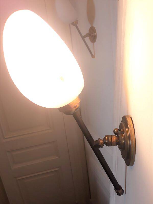 1950 Lunel articulated torchiere wall light