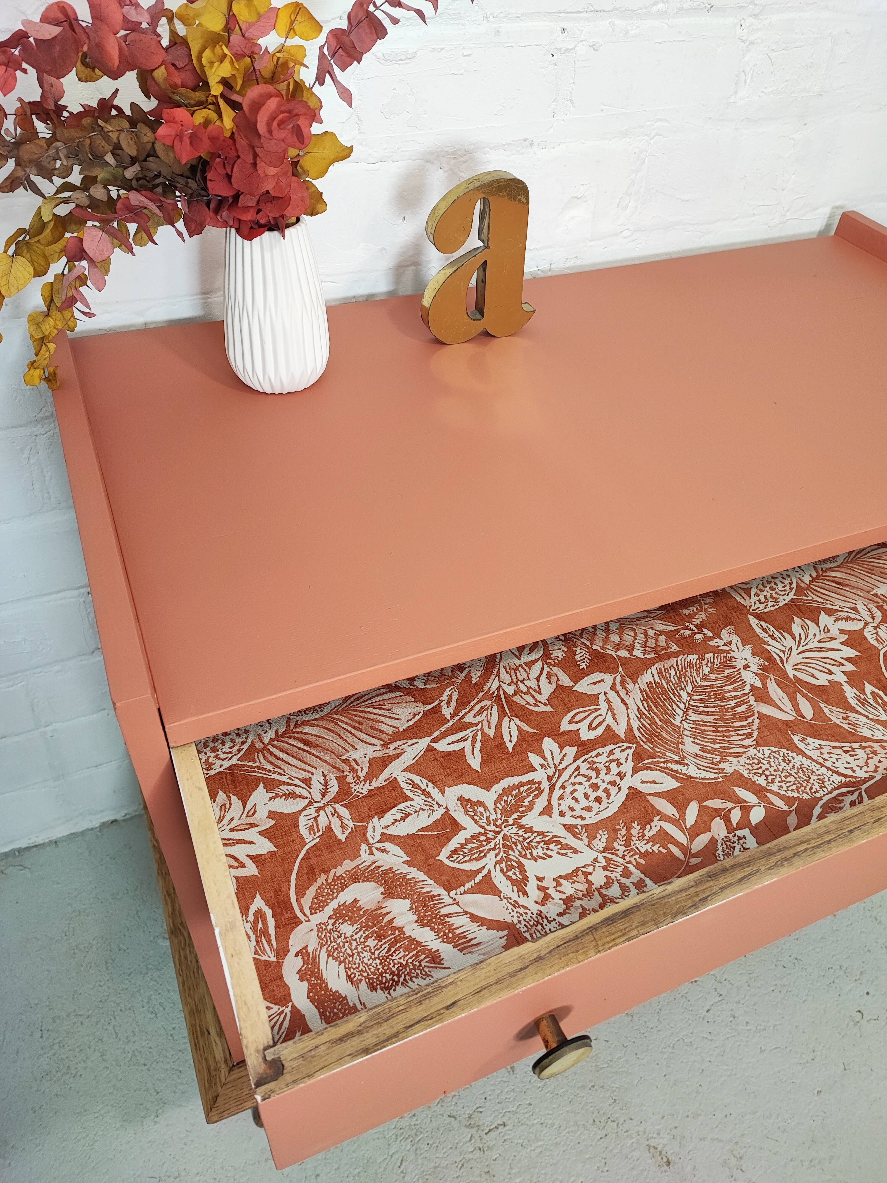 Vintage terracotta legs compass chest of drawers