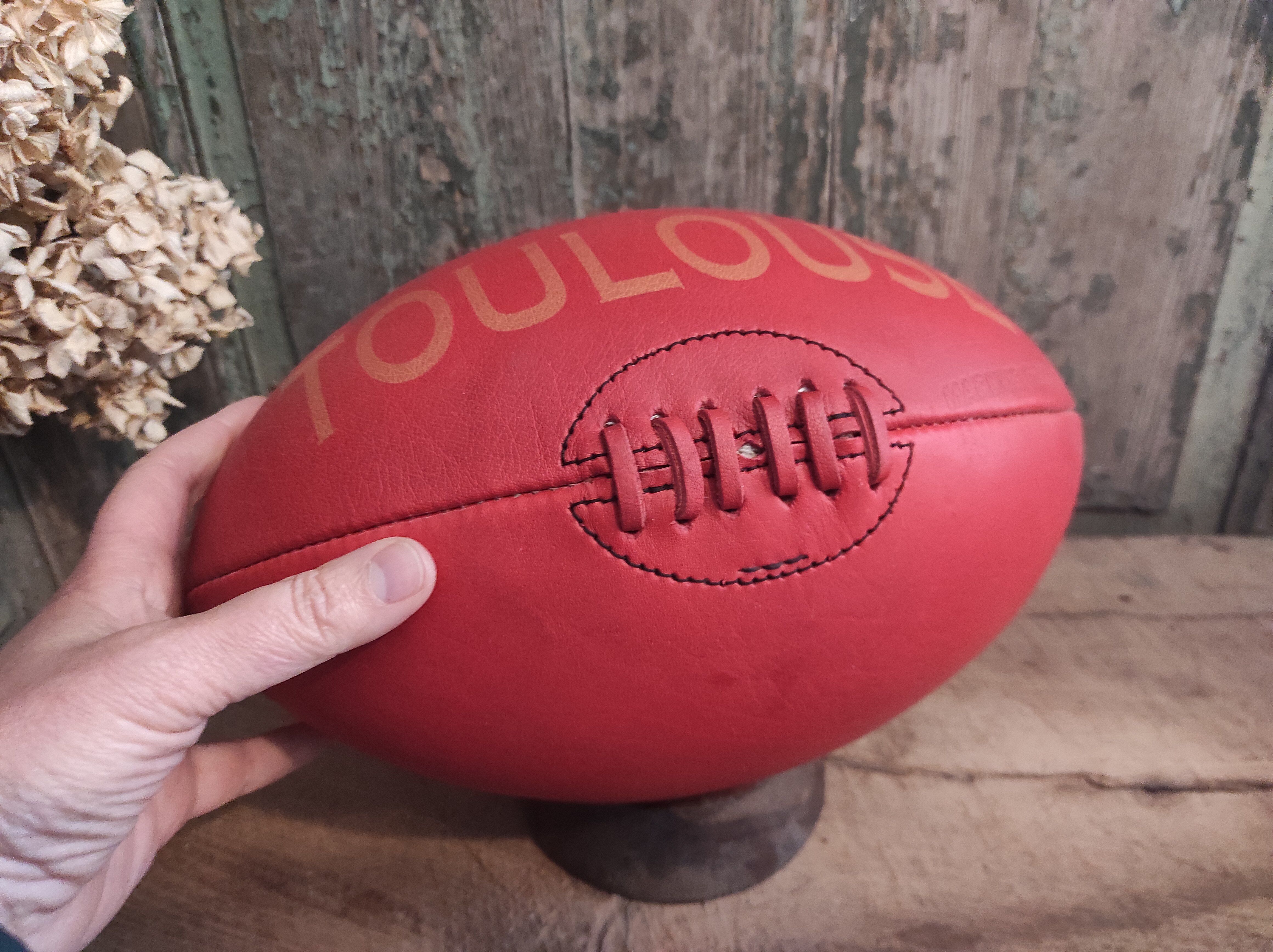 Vintage leather rugby ball Toulouse
