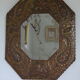 Antique bevelled artisanal mirror in repoussé copper - 54x45cm