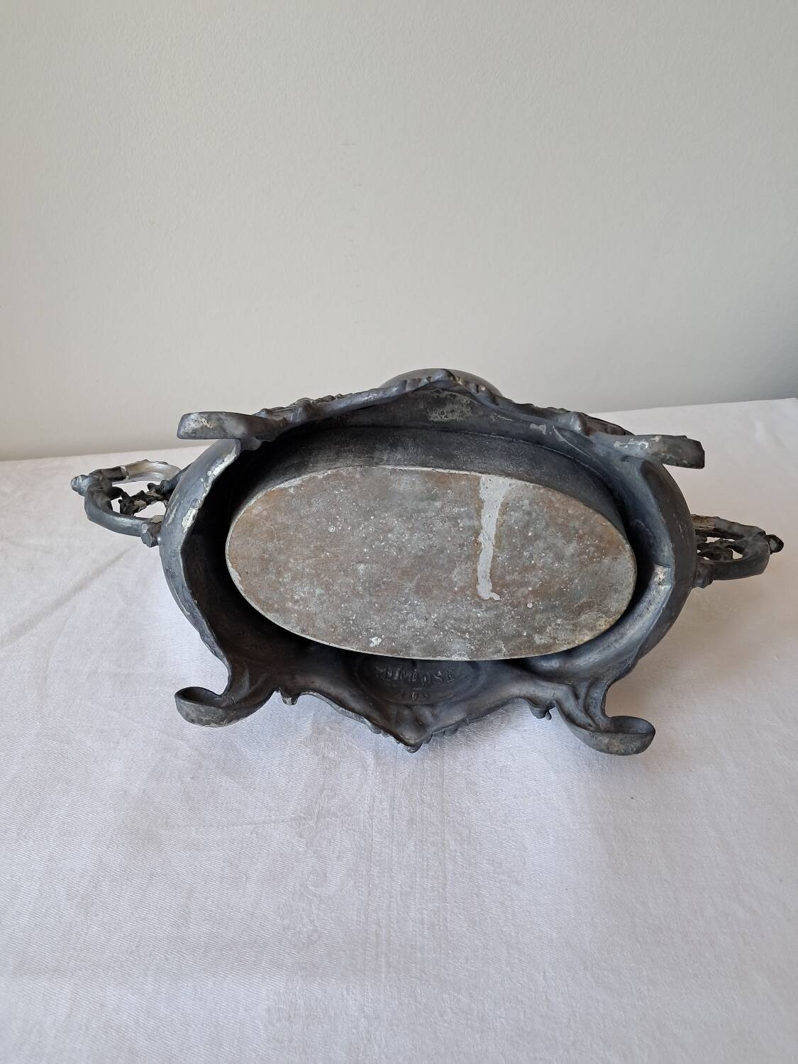 Napoleon III spelter centerpiece planter with rockery decoration