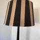 Vintage floor lamp in black patinated wood and striped lampshade