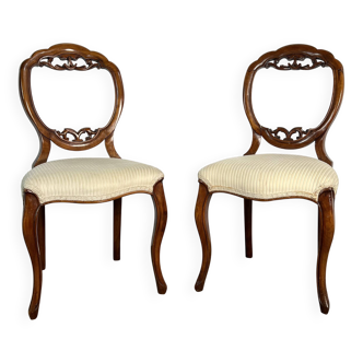 Paire de chaises anglaises victoriennes dites balloon chair en acajou massi