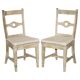 Pair of Swedish-style accent chairs in recycled pine with upholstered seats.