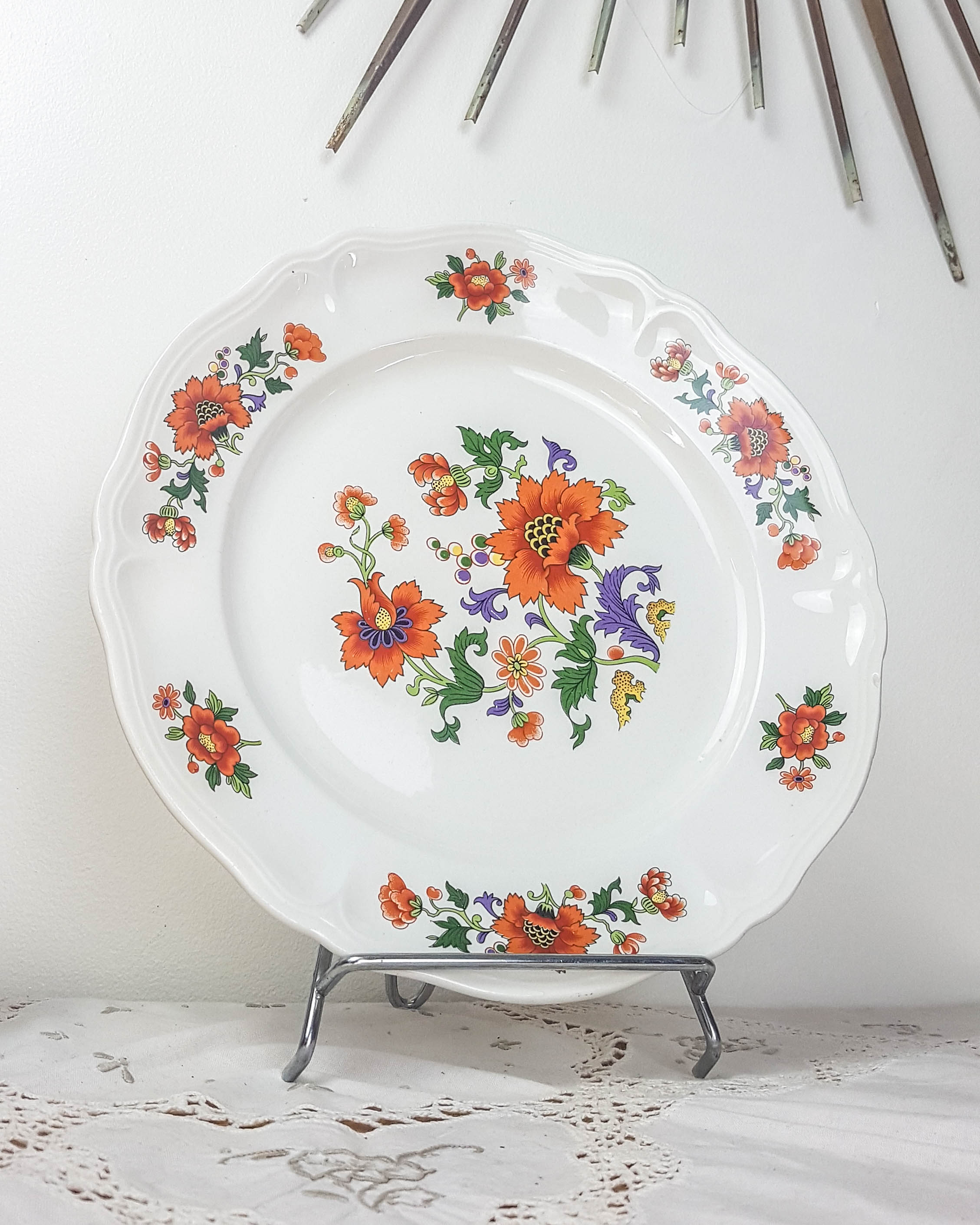 Table service in vintage earthenware Mills of Wolves "ORCHIES" 44 pieces