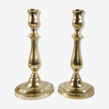 Pair Golden Brass Candlesticks