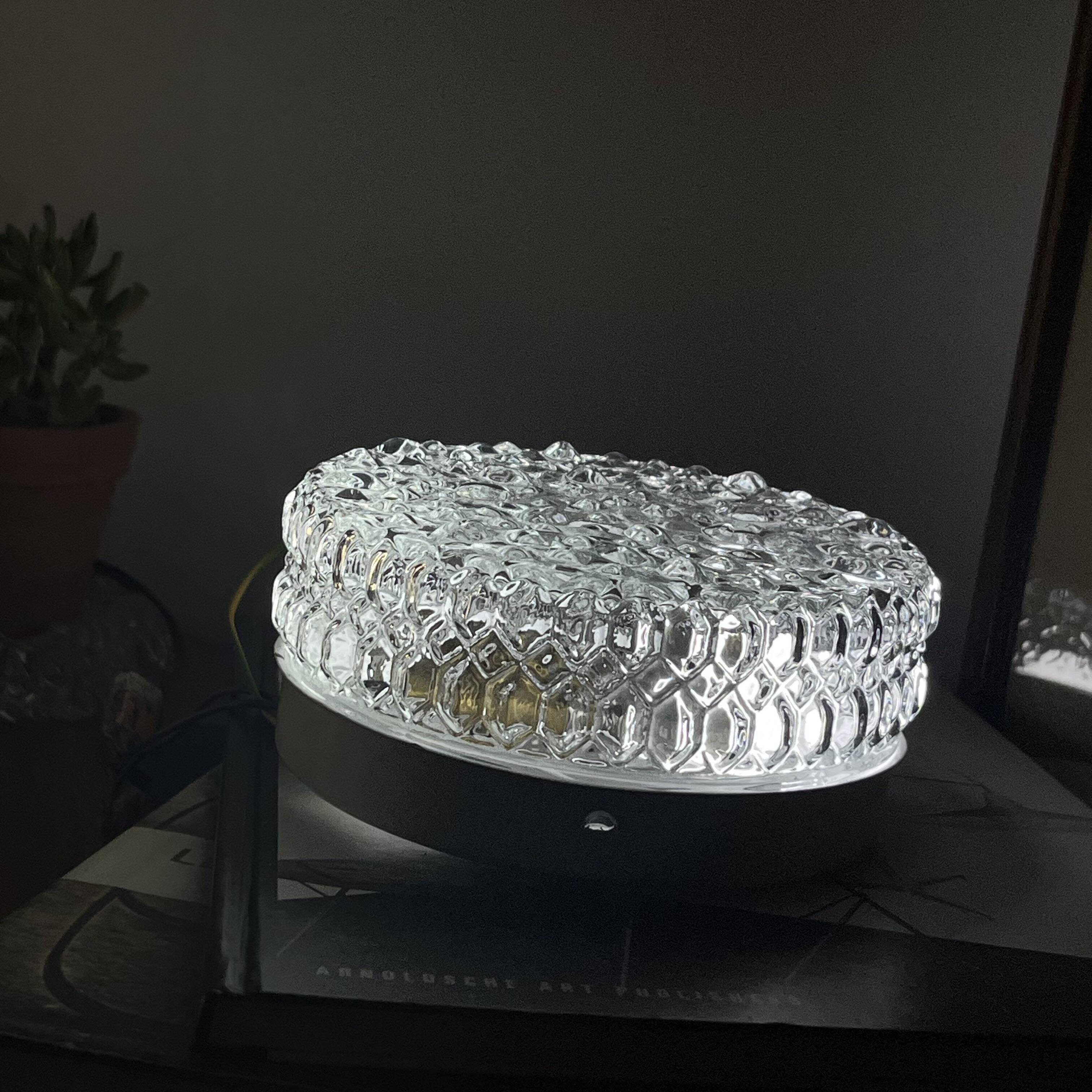 Small round wall lamp ceiling light in glass vintage diamond point