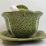Vintage Cabbage-Shaped Tureen (Majolica/Barbotine)