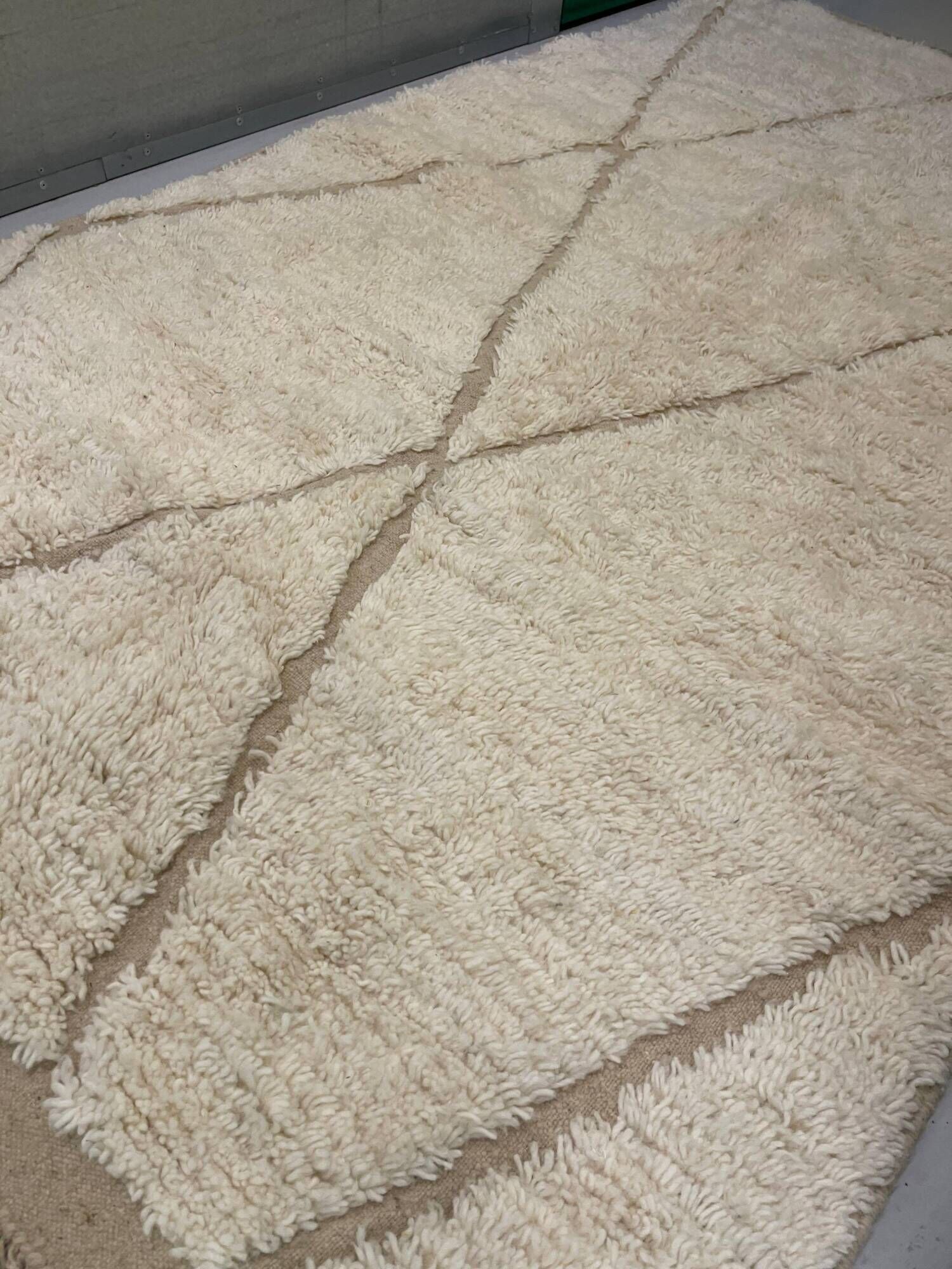 Handmade Moroccan Berber rug, cream and beige with diamonds 150x263cm
