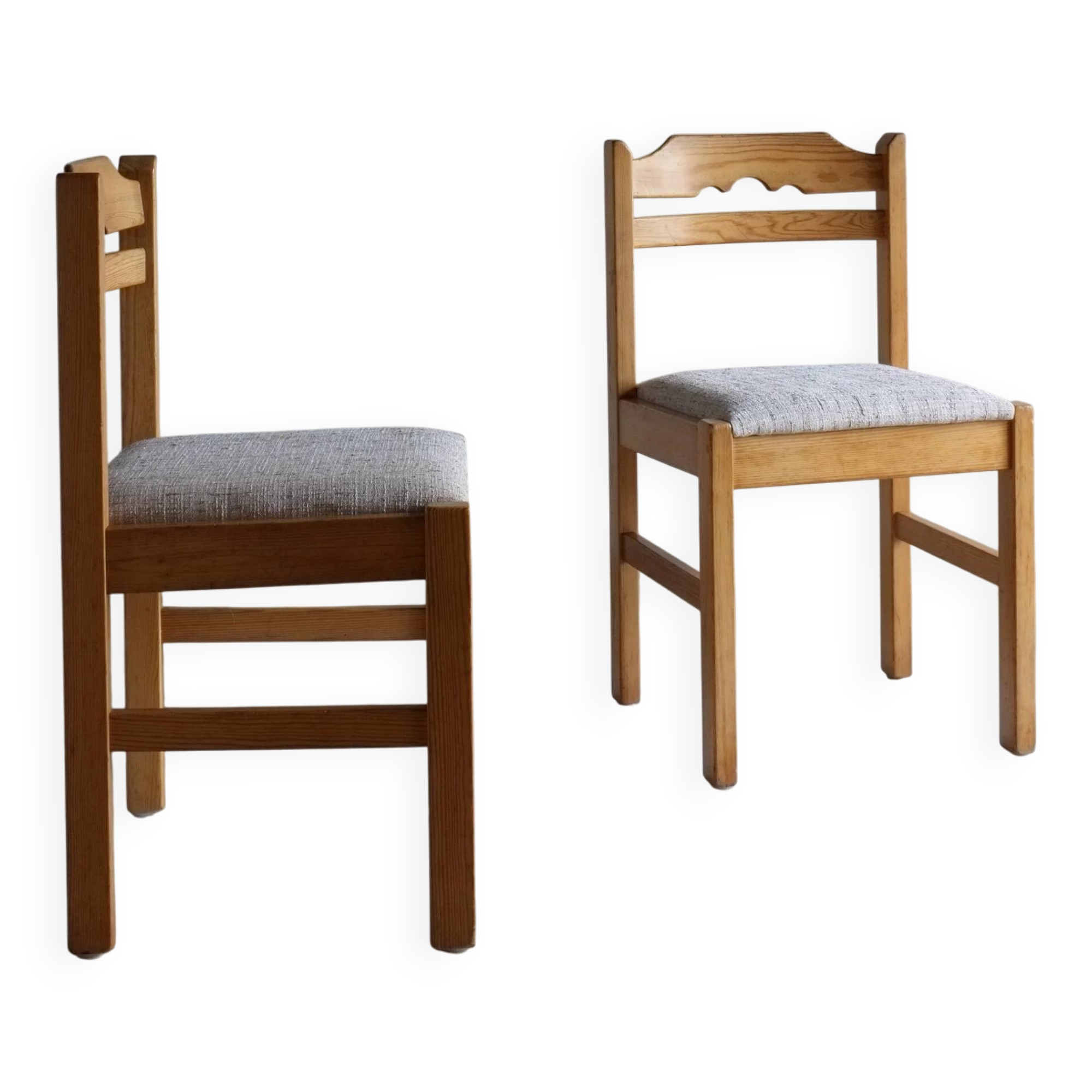 6 Minimalist Pine Dining Chairs | Sweden | 1960s