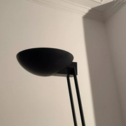Adjustable modernist floor lamp black lacquered metal Italian 80s