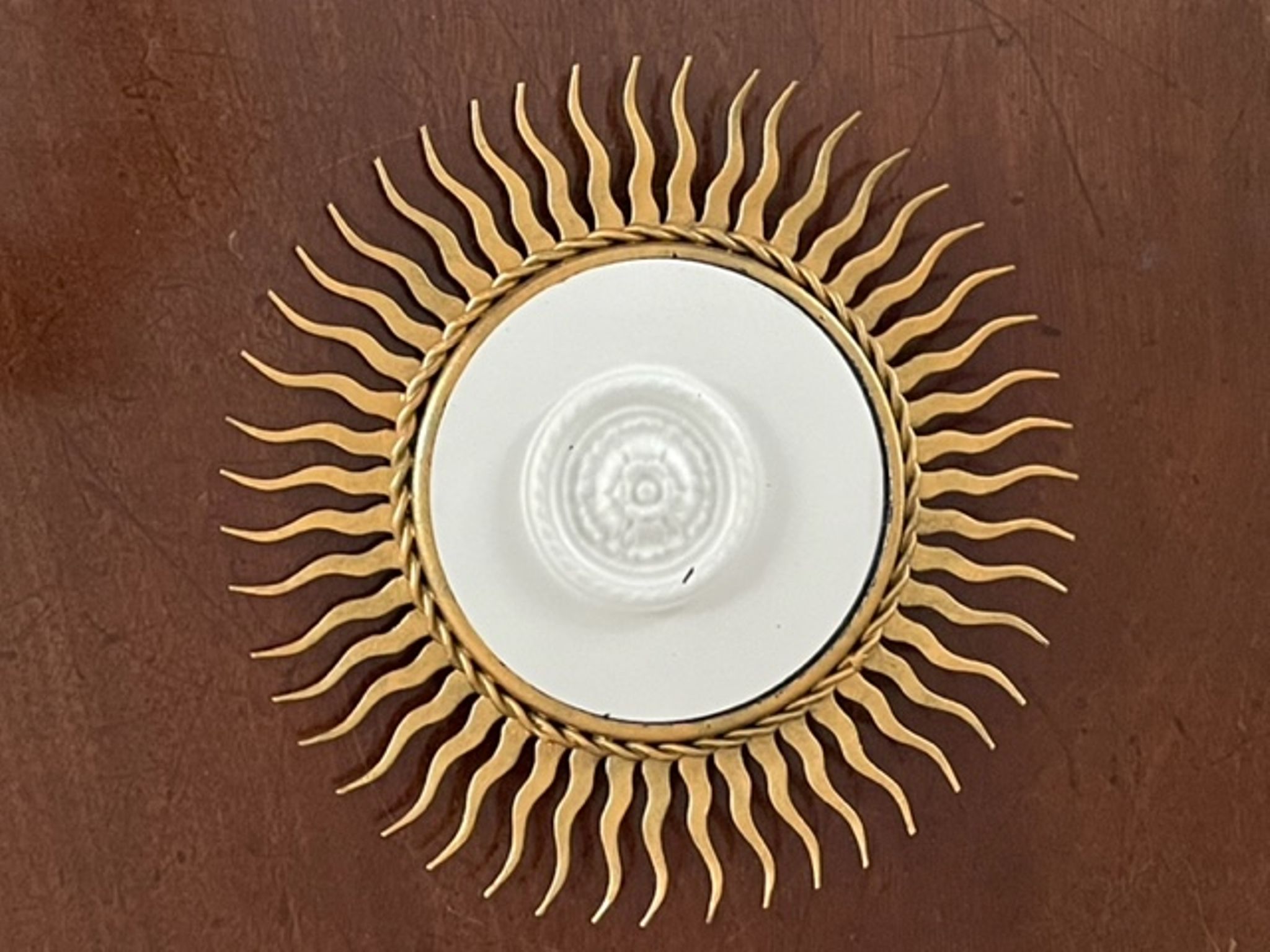 Sun mirror in gold metal 1950  21cm