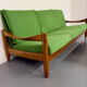 Vintage 3-seater canapé in solid oak with boucle fabric, Scandinavian design from the 70s.