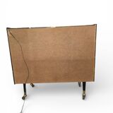 1950s/60s bar cabinet, upholstered interior & lighting