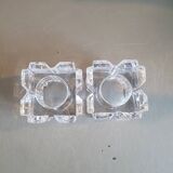 Pair of faceted glass tealight candle holders