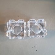 Pair of faceted glass tealight candle holders