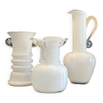 3 vases en verre, artiste verrier Jerzy Słuczan-Orkusz, Pays de l'Est, années 80
