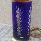 Superb blue crystal lamp vintage 80's to place Feese made in Germany.