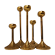 Set of 5 brass candlesticks from the 70s