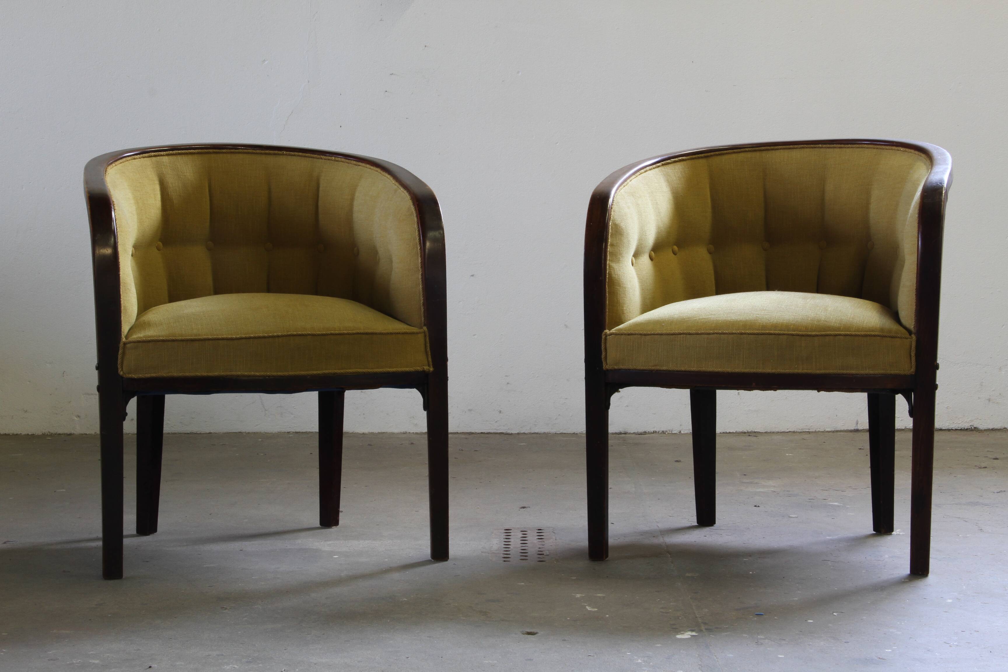 Vintage 1910s Josef Hoffmann Easy Lounge Chairs, Style of Gatsby