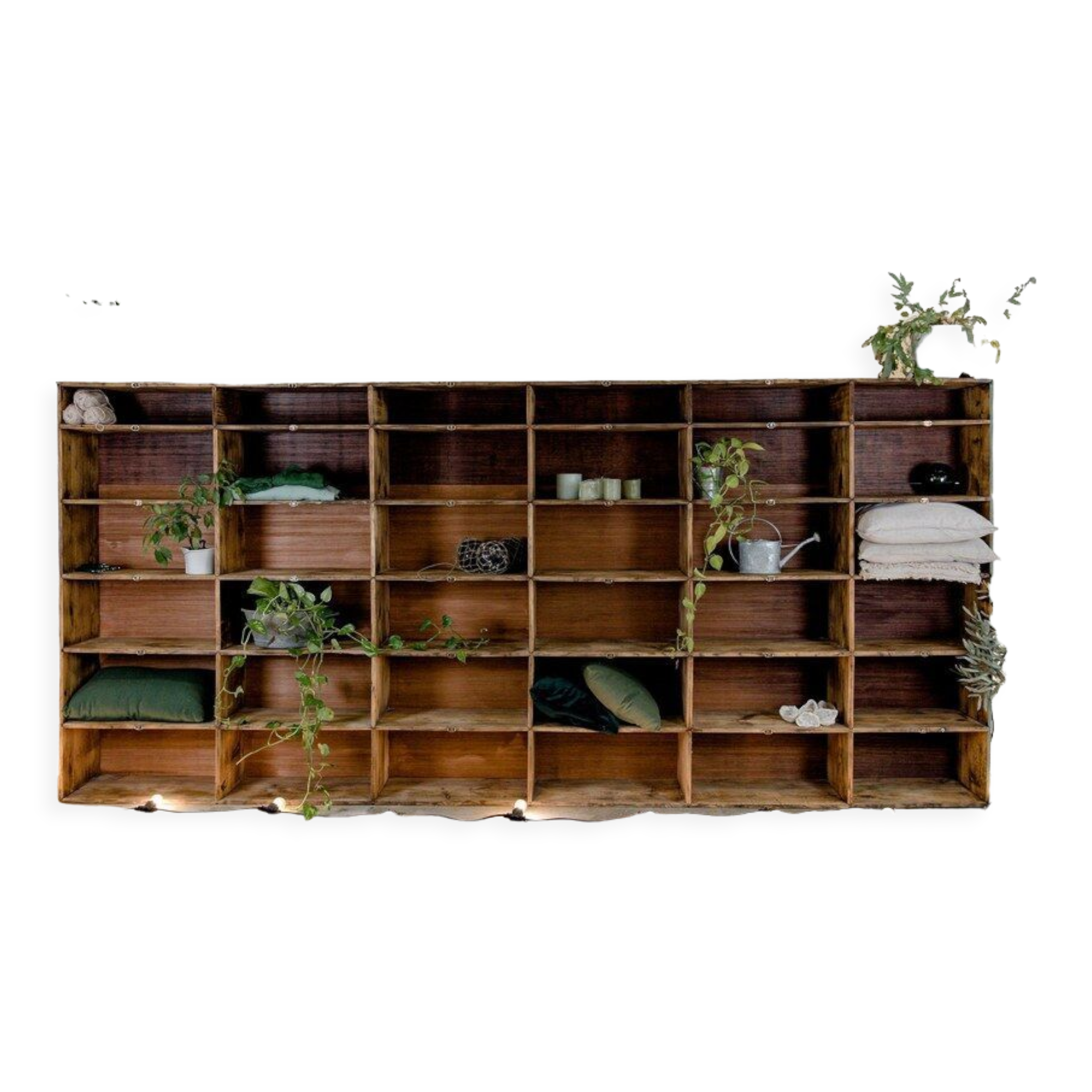 Factory locker cabinet, wood and green