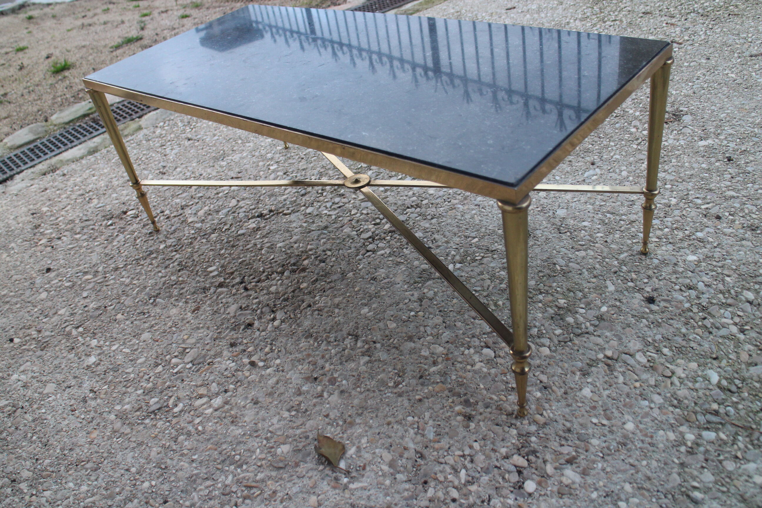Brass and marble coffee table