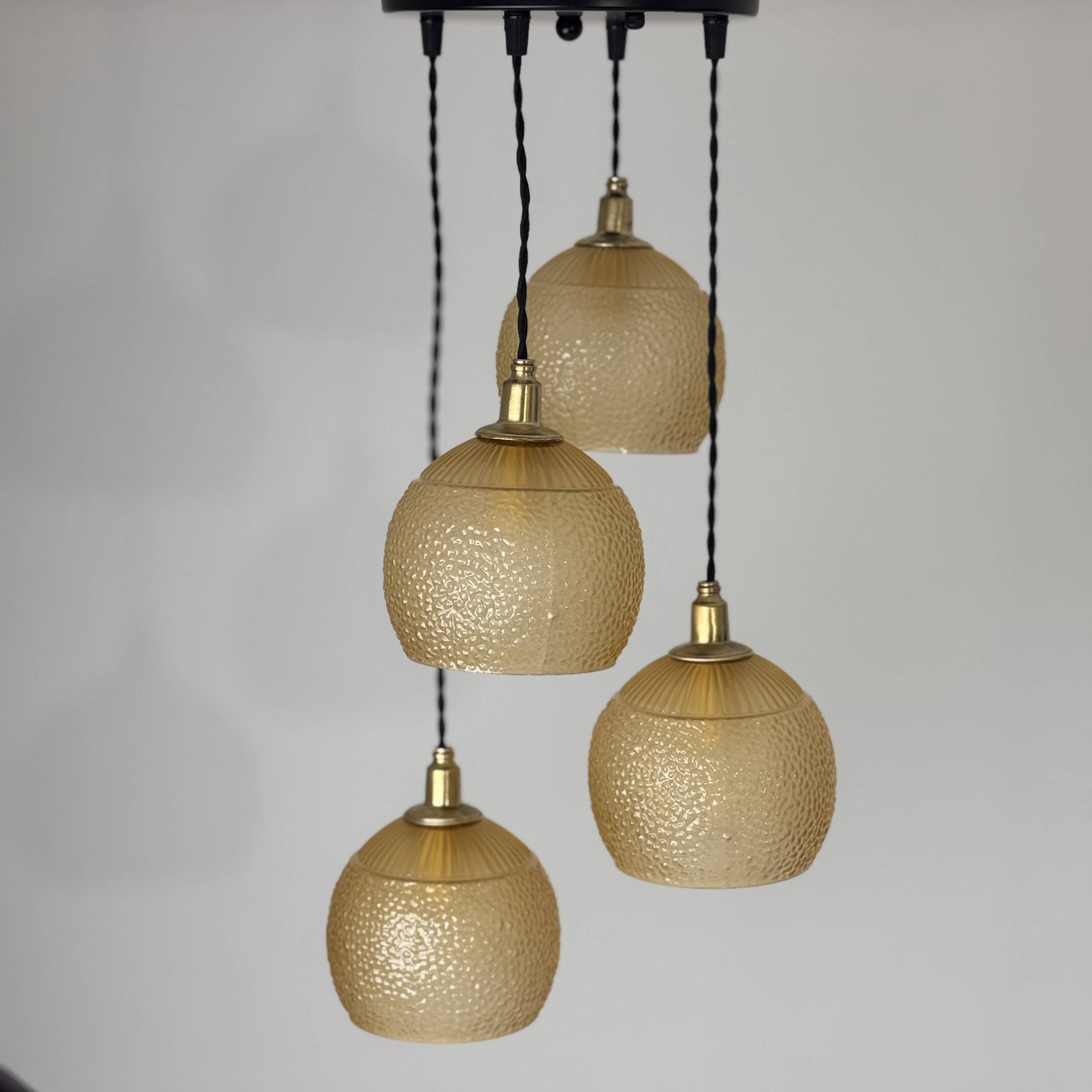 ANTIQUE CASCADE 4-BULB VINTAGE CHANDELIER