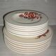 Set of 6 old hollow plates in beige and red earthenware