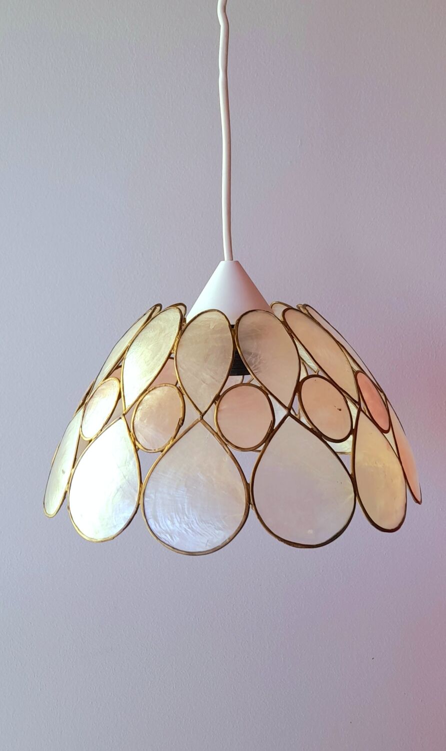 Mother-of-pearl and brass pendant light