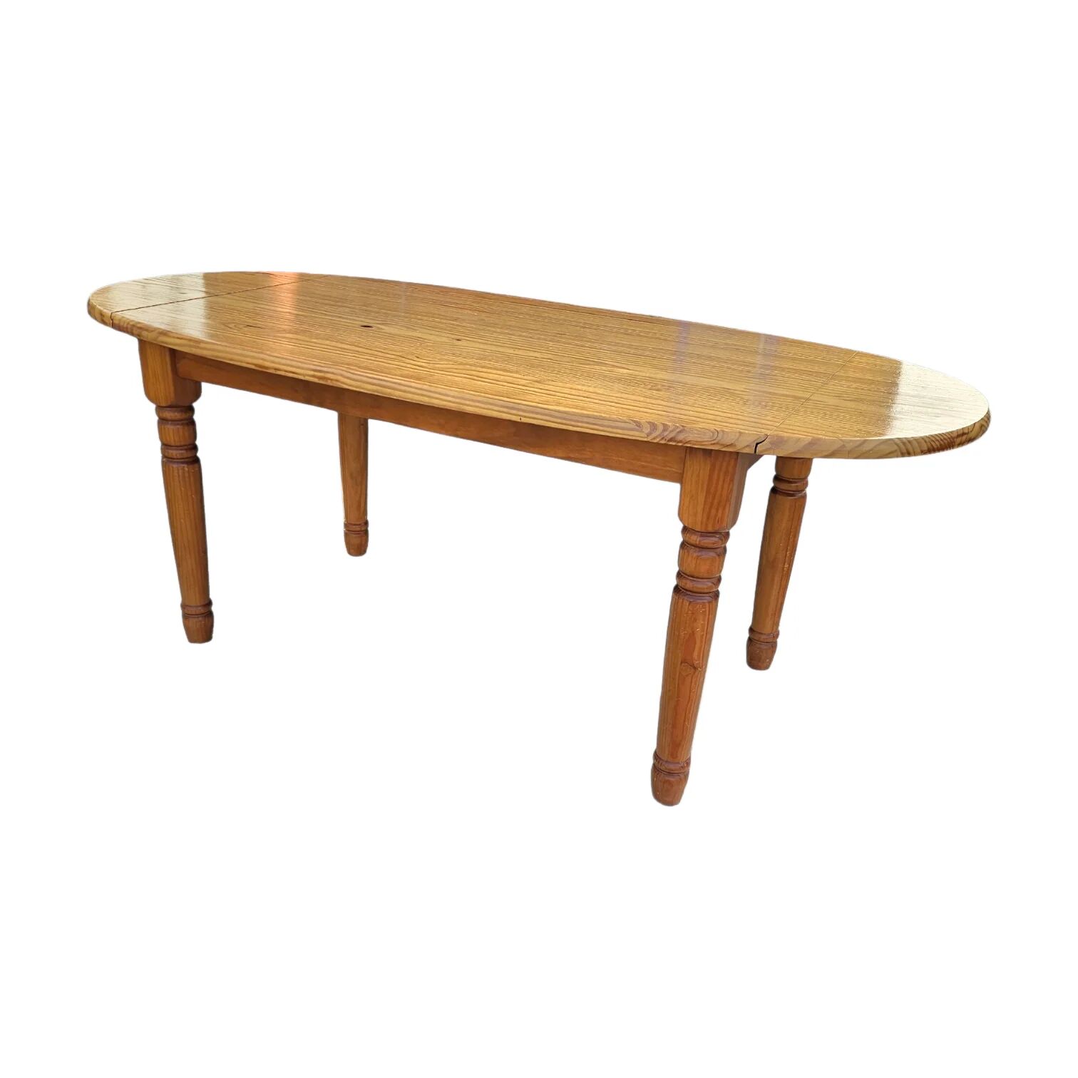 Extendable oval pine dining table 1970s