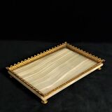 Onyx desk top with brass gallery