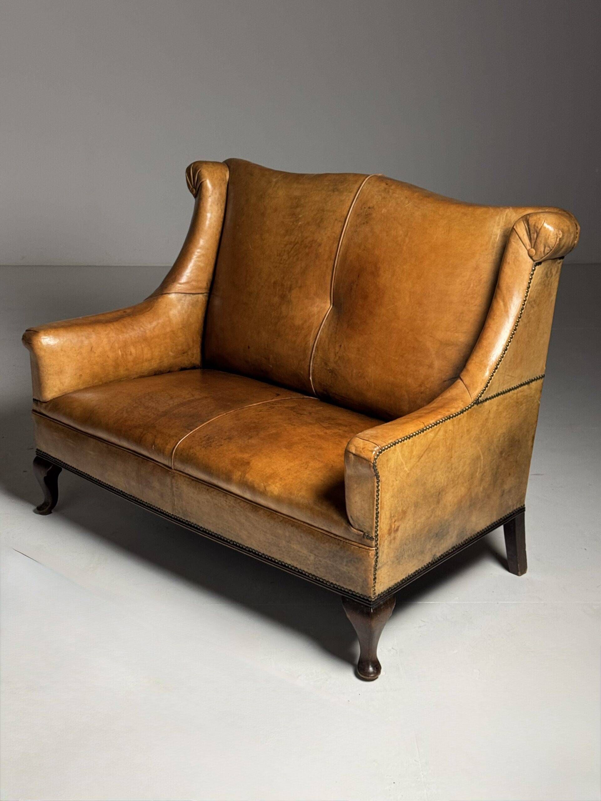 Sheepskin leather classic sofa bench