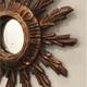 Miroir soleil en bois doré français 70s