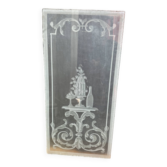 Old bistro glazing in frosted etched glass
