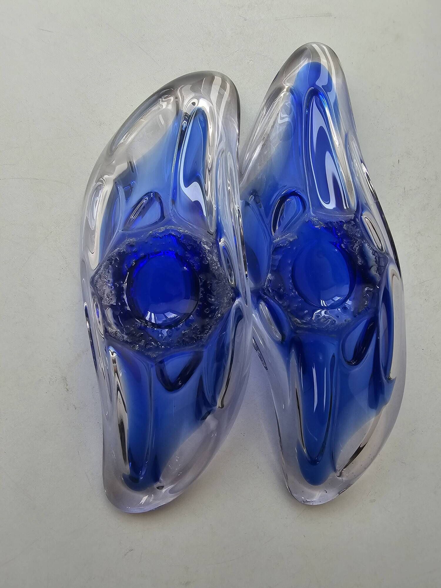 Set of 2 blue glass bowls in the style of Murano - Handmade